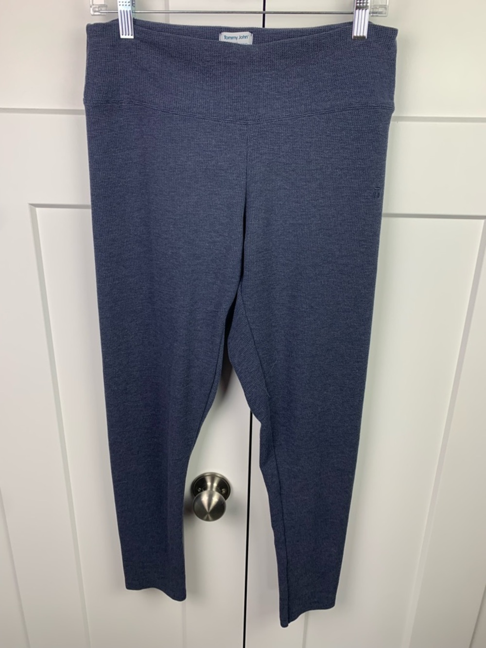 Tommy John LARGE waffle Knit Leggings Blue Lounge Comfort